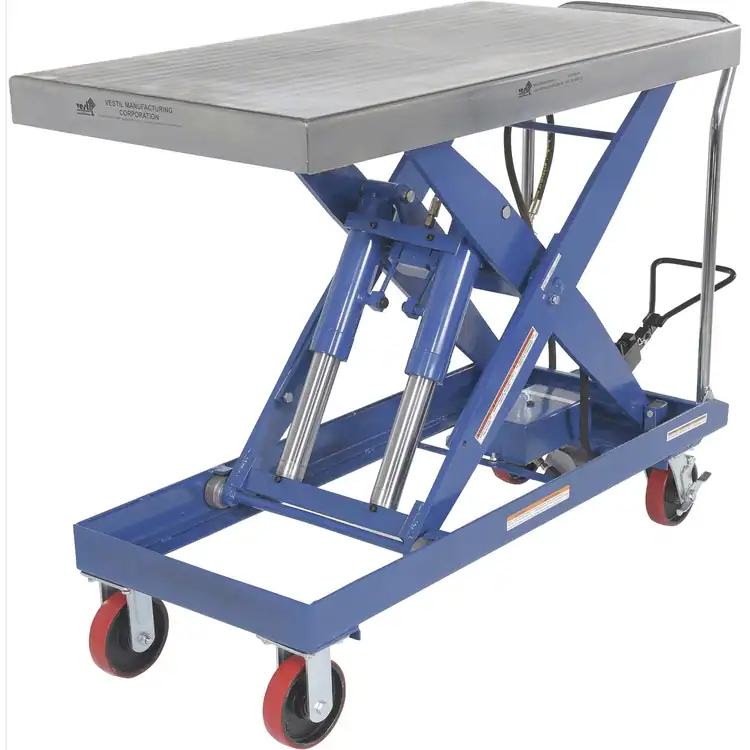 Hydraulic lift table accessory used with CNC pipe cutting systems to improve material handling and loading efficiency.